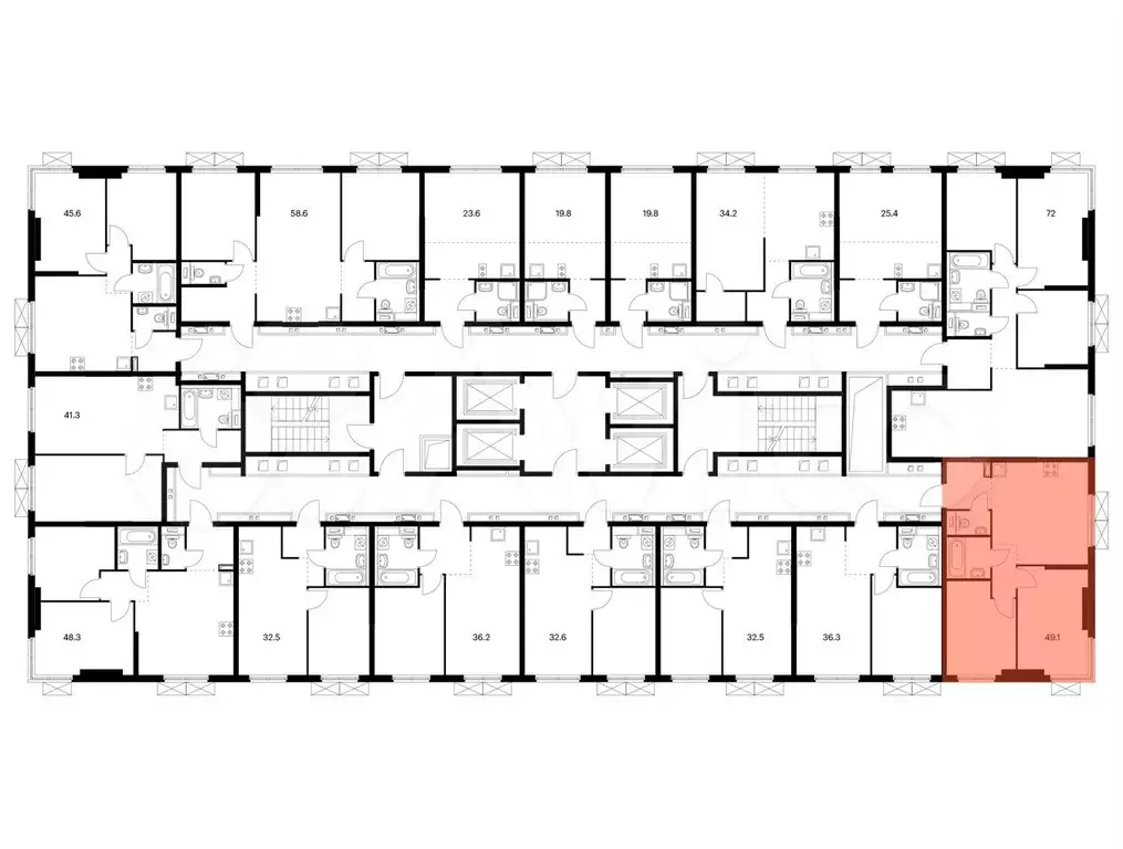 2-к. квартира, 49,1 м, 25/33 эт. - Фото 1