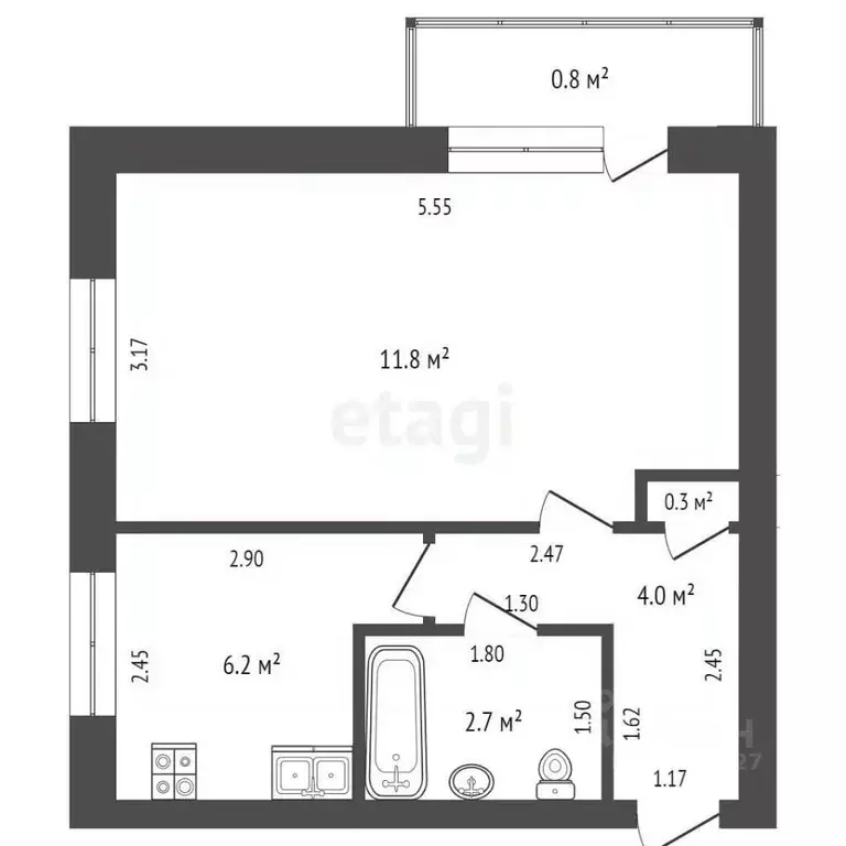 1-к кв. Тюменская область, Ишим Большая ул. (30.4 м) - Фото 1