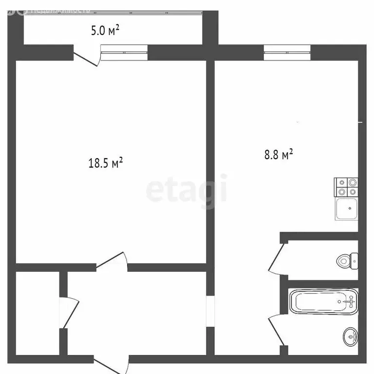 1-комнатная квартира: Челябинск, улица Первой Пятилетки, 14 (32 м) - Фото 1