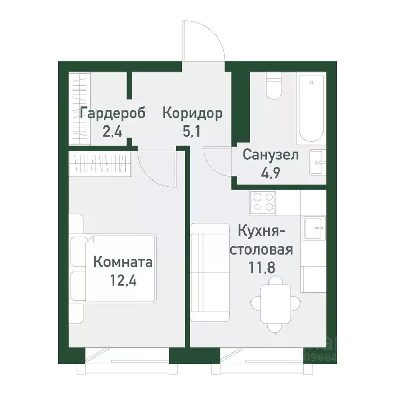 1-к кв. Челябинская область, Челябинский городской округ, пос. ... - Фото 1