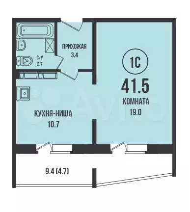 1-к. квартира, 41,5 м, 5/13 эт. - Фото 0