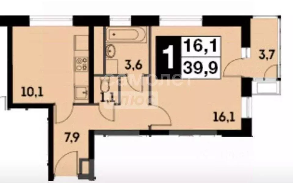 1-к кв. Московская область, Мытищи городской округ, д. Бородино ул. ... - Фото 2