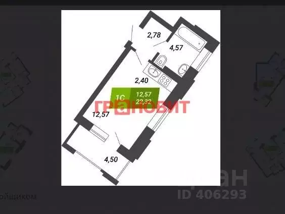 Студия Новосибирская область, Новосибирск Сухарная ул., 105/1 (22.0 м) - Фото 1