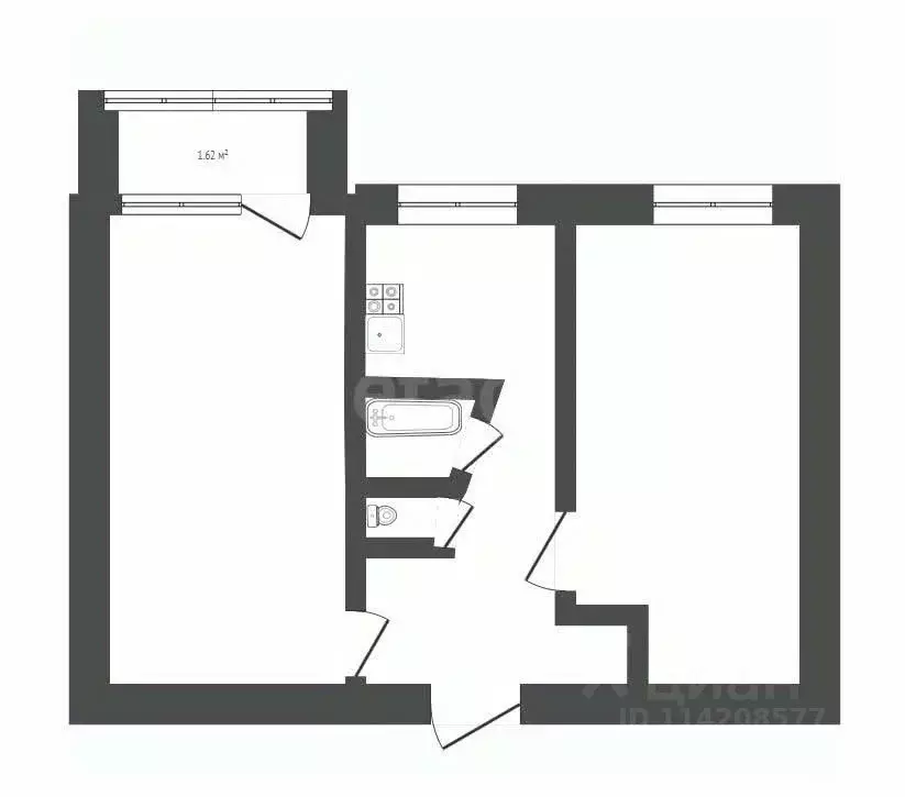 2-к кв. Воронежская область, Борисоглебск Юго-Восточный мкр, 12 (43.4 ... - Фото 2