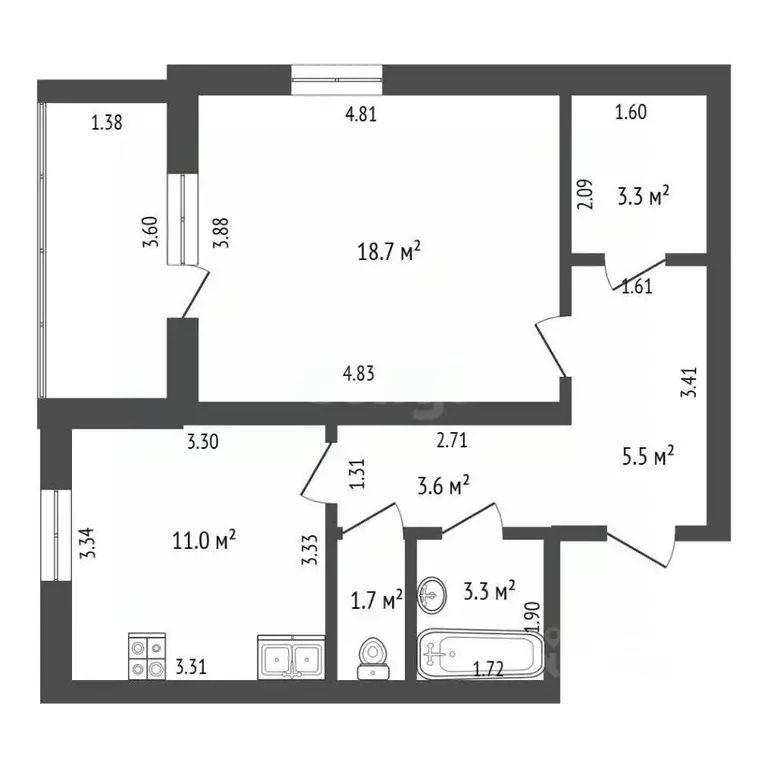 1-к кв. Орловская область, Орел бул. Молодежи, 16 (47.1 м) - Фото 2