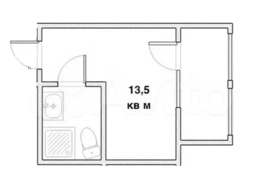 Доля в квартира-студии, 13,5 м, 1/9 эт. - Фото 0