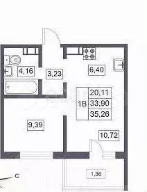 1-к. квартира, 33,6 м, 5/10 эт. - Фото 0