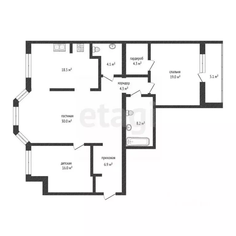 3-к кв. Тюменская область, Тюмень ул. 25 Октября, 34 (110.2 м) - Фото 1