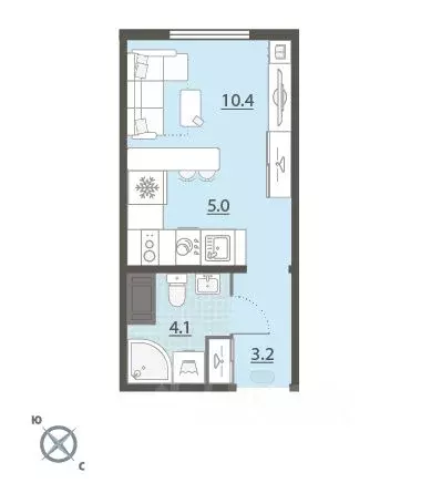 Студия Свердловская область, Екатеринбург Широкая Речка мкр, Меридиан ... - Фото 2
