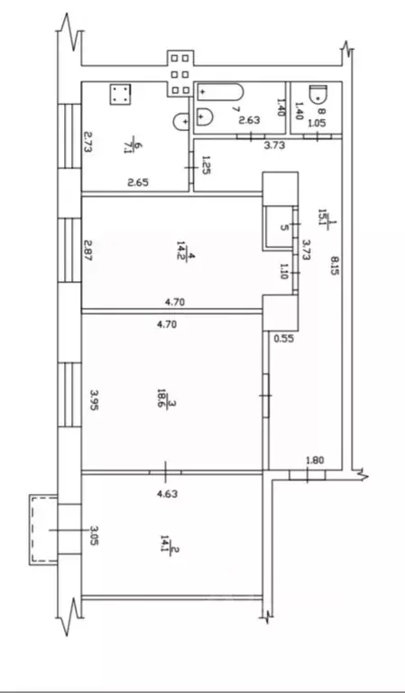 3-к кв. Тамбовская область, Тамбов Советская ул., 161 (74.9 м) - Фото 1