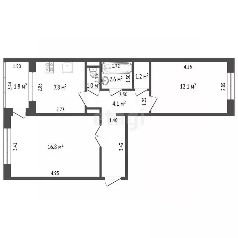 2-к кв. Калининградская область, Калининград ул. Аксакова, 84 (52.0 м) - Фото 2