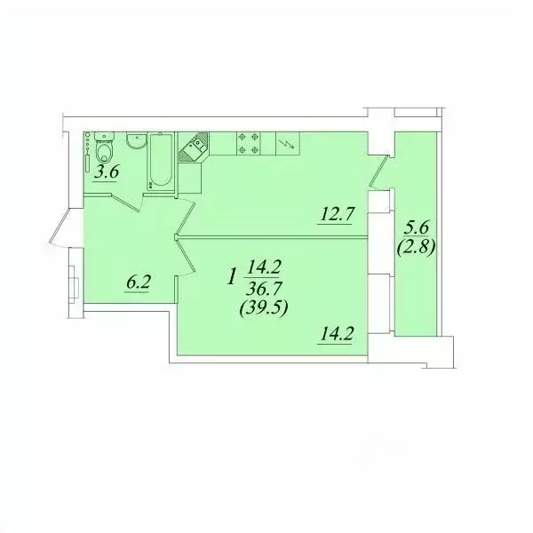 1-к кв. Вологодская область, Вологда  (39.5 м) - Фото 1