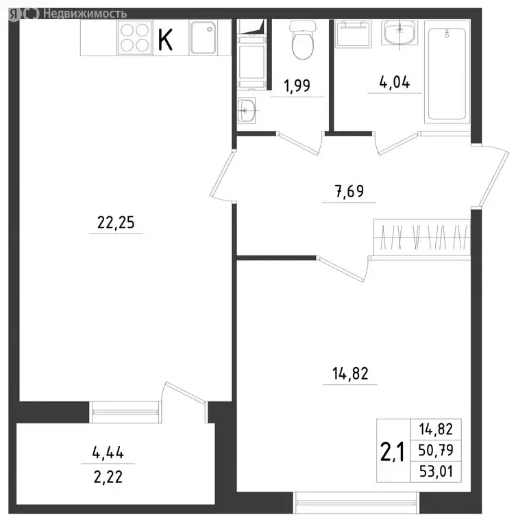 2-комнатная квартира: Красное Село, улица Лермонтова, 15к2 (53.01 м) - Фото 0