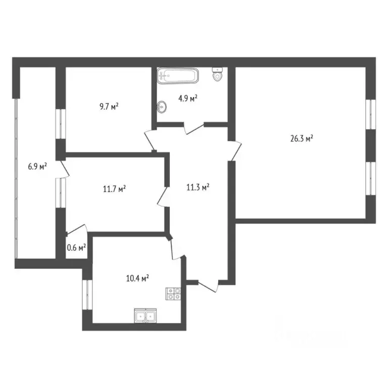 3-к кв. Тюменская область, Тюмень Широтная ул., 148к1 (75.0 м) - Фото 2