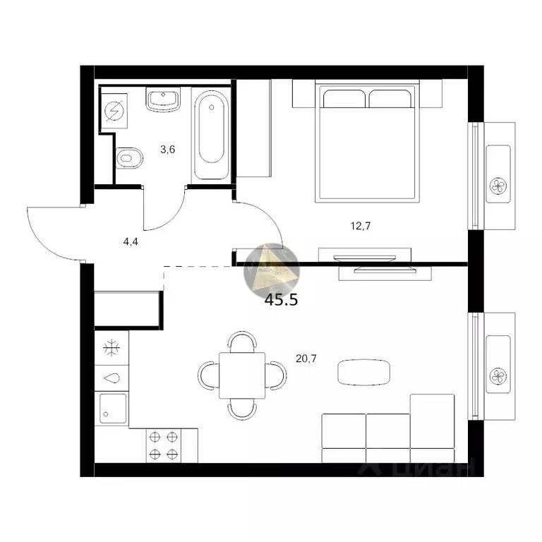 1-к кв. Санкт-Петербург Лиговский просп., 244 (45.5 м) - Фото 2