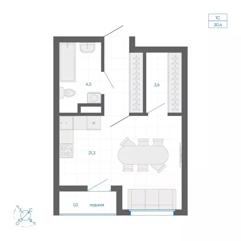 Квартира-студия: Екатеринбург, улица Вильгельма де Геннина, 59 (30 м) - Фото 2