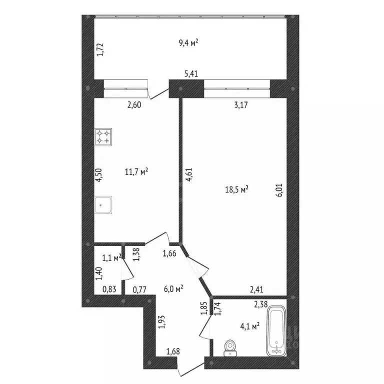 1-к кв. Башкортостан, Уфа ул. 8 Марта, 12/3 (50.8 м) - Фото 1