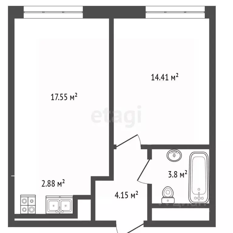 2-к кв. Москва Долгопрудненское ш., 3А (42.8 м) - Фото 2