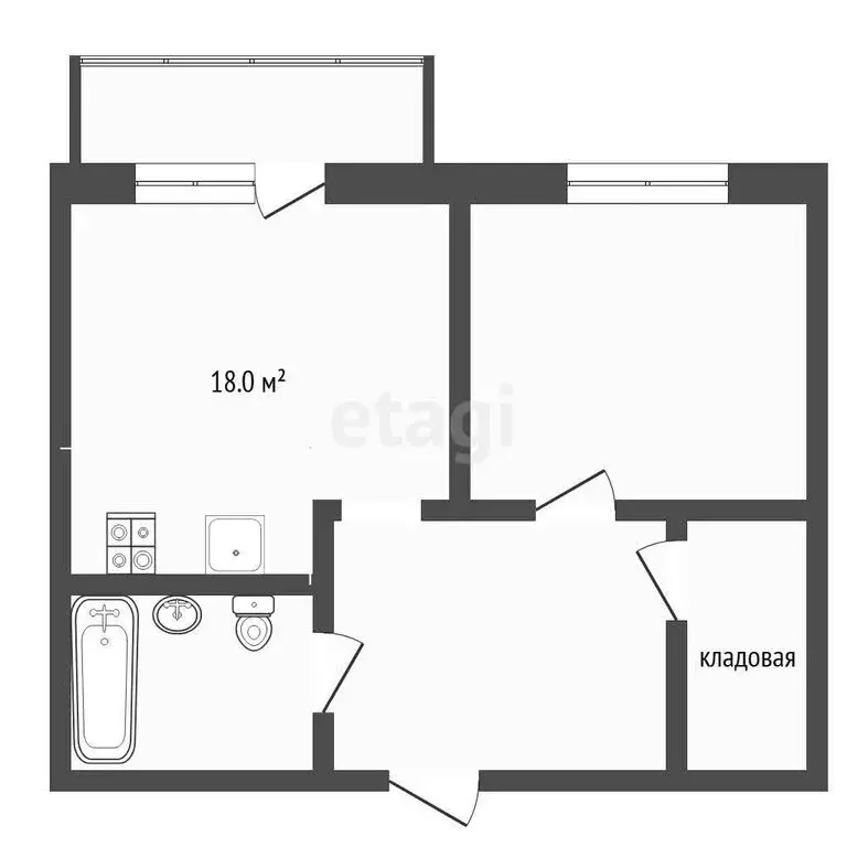 1-комнатная квартира: Тюмень, улица Владислава Крапивина, 10 (44.9 м) - Фото 1
