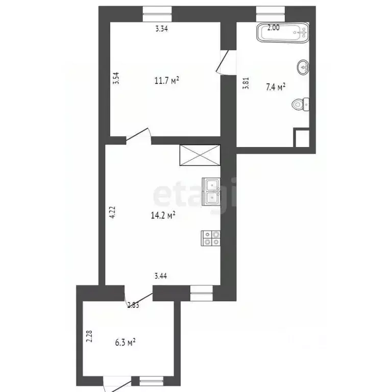 2-к кв. Крым, Раздольное пгт ул. Ленина, 22/1 (39.6 м) - Фото 2