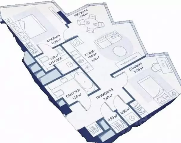 3-к кв. Москва проезд 4-й Сетуньский, 10Ас2 (62.2 м) - Фото 2