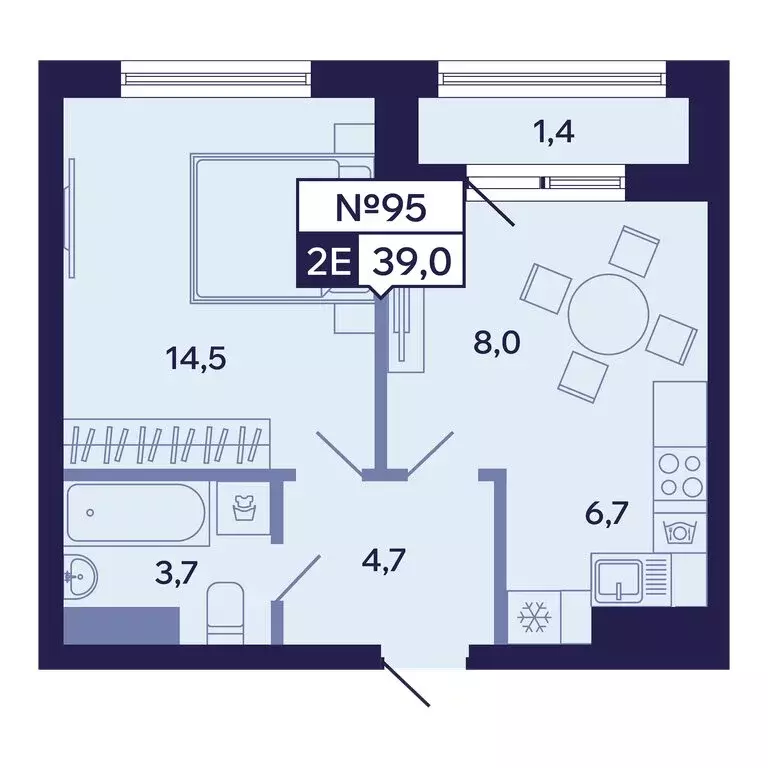 2-комнатная квартира: Якутск, Новопортовская улица, 1А/1 (39 м) - Фото 1