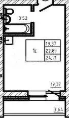 Квартира-студия, 23,3 м, 4/9 эт. - Фото 0