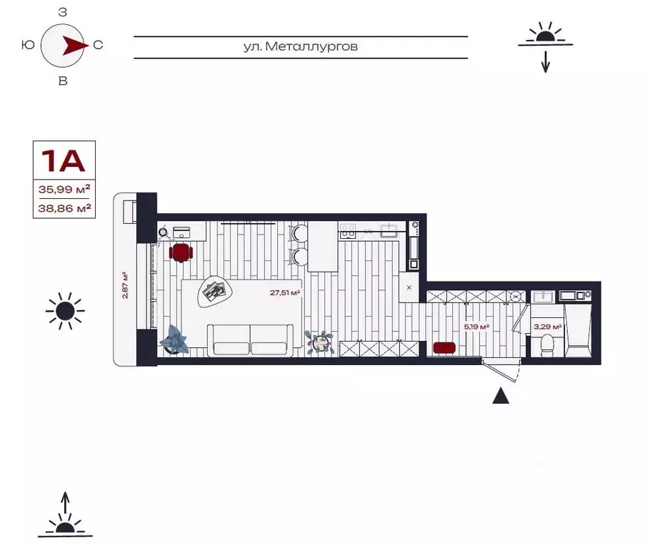 1-к кв. Иркутская область, Братск ул. Металлургов, 10 (38.86 м) - Фото 0