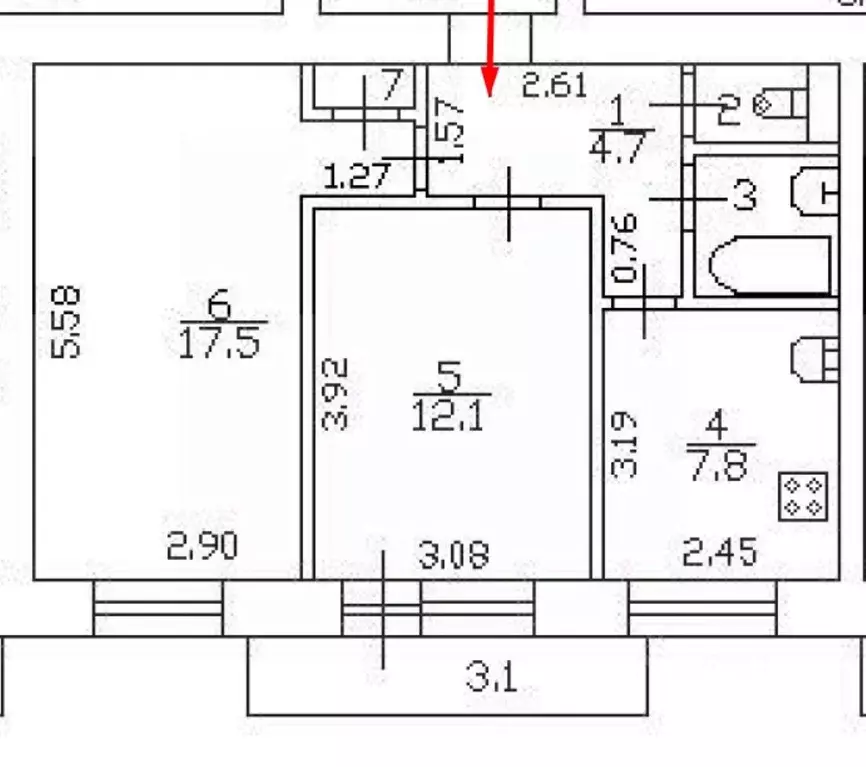 2-к кв. Санкт-Петербург просп. Космонавтов, 19К1 (46.2 м) - Фото 1