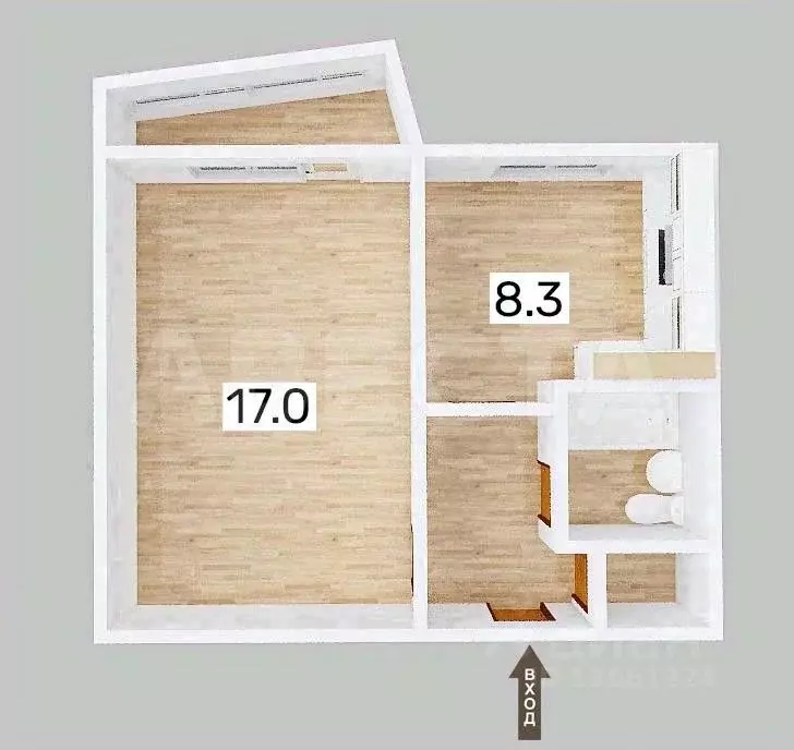 1-к кв. Омская область, Омск ул. Конева, 26/1 (37.4 м) - Фото 2