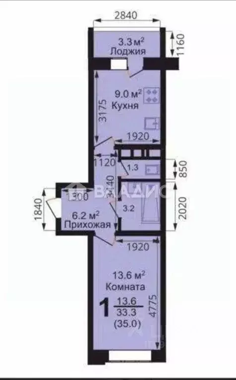 1-к кв. Владимирская область, Ковров ул. Маршала Устинова, 3 (33.3 м) - Фото 1