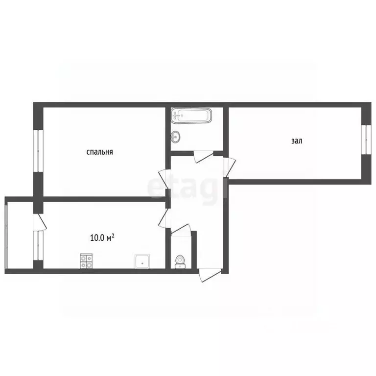 2-к кв. Мордовия, Саранск ул. Попова, 64В (43.1 м) - Фото 2