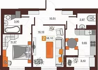 2-к кв. Оренбургская область, Оренбург Северный жилрайон, Фамильные ... - Фото 1