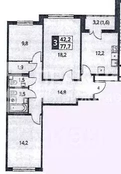 3-к кв. Московская область, Ленинский городской округ, пос. Битца ... - Фото 2
