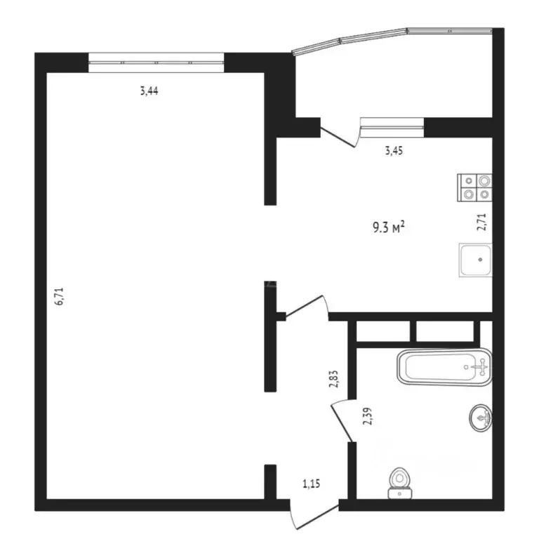 1-к кв. Тюменская область, Тюмень ул. Николая Никитина, 4к1 (40.8 м) - Фото 2