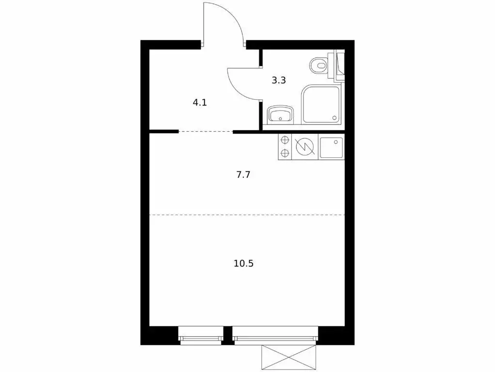 Квартира-студия: Тюмень, Полевая улица, 117к4 (25.6 м) - Фото 0