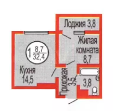 1-к. квартира, 34,3 м, 10/17 эт. - Фото 1