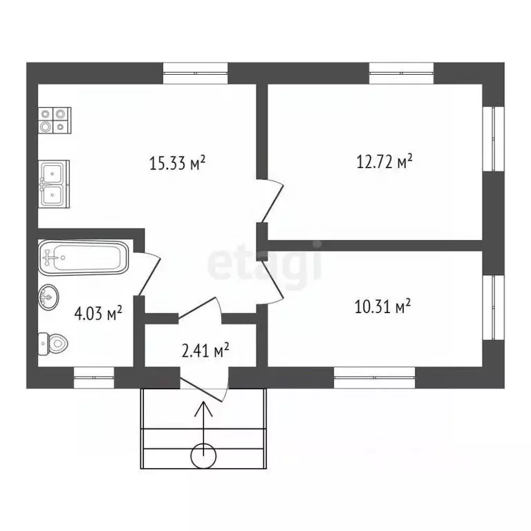 2-к кв. Крым, Ленино пгт ул. Шоссейная, 45 (52.9 м) - Фото 0