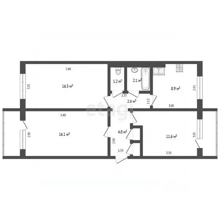 3-к кв. Архангельская область, Приморский муниципальный округ, пос. ... - Фото 1