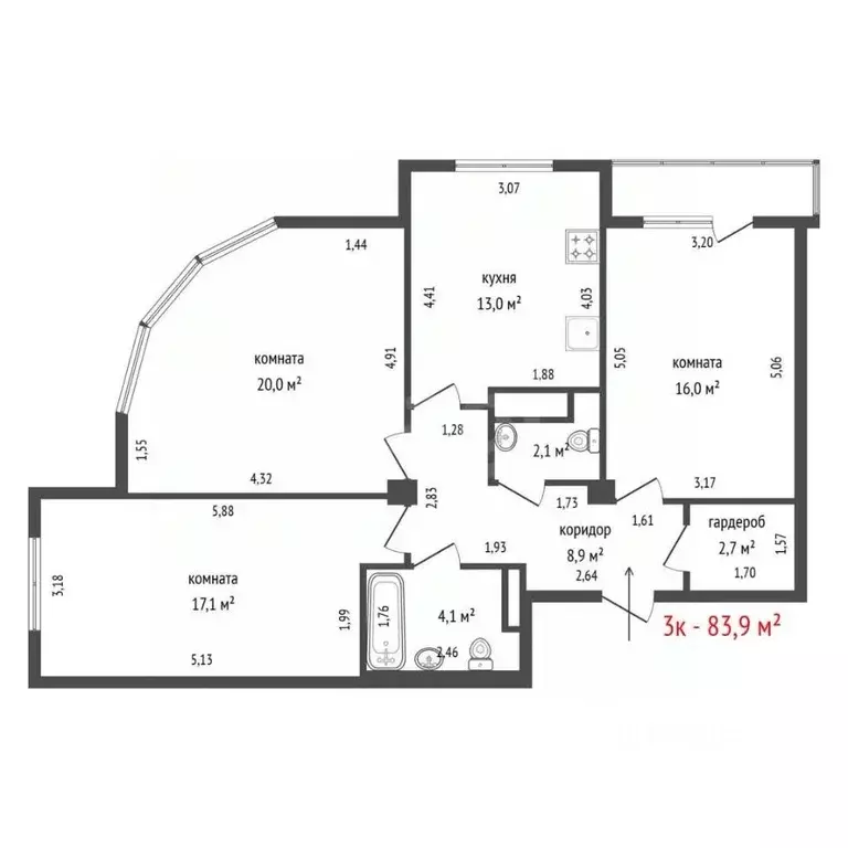 3-к кв. Свердловская область, Екатеринбург ул. Куйбышева, 21 (83.9 м) - Фото 2