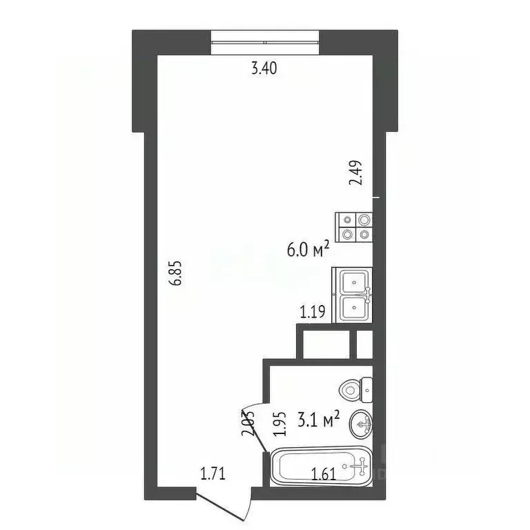 Студия Москва Дмитровское ш., 73Б (22.3 м) - Фото 1