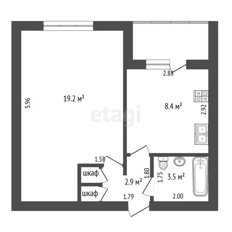 1-комнатная квартира: Юрга, проспект Победы, 53 (34.6 м) - Фото 0