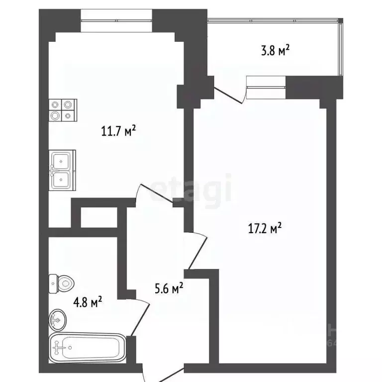 1-к кв. Псковская область, Псковский район, Писковичская волость, д. ... - Фото 2