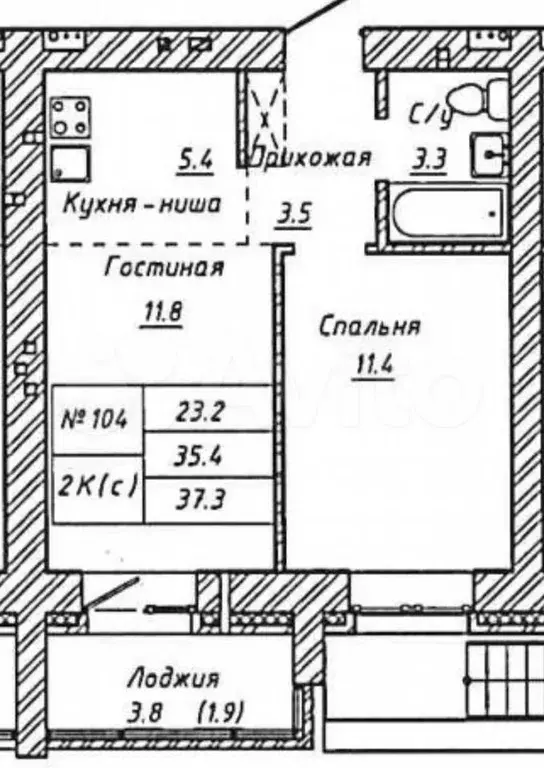 2-к. квартира, 39 м, 1/10 эт. - Фото 0