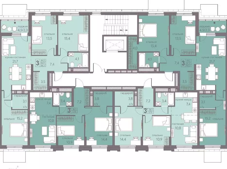 Студия Пермский край, Пермь ул. Серебристая, 5 (57.9 м) - Фото 2