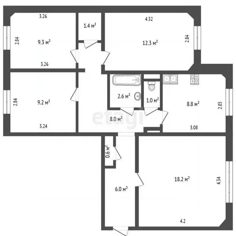 4-к кв. Свердловская область, Первоуральск ул. Ленина, 11 (77.4 м) - Фото 2