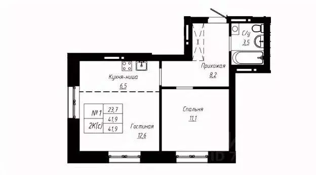 2-к кв. Алтайский край, Барнаул ул. Чернышевского, 192А (42.0 м) - Фото 2