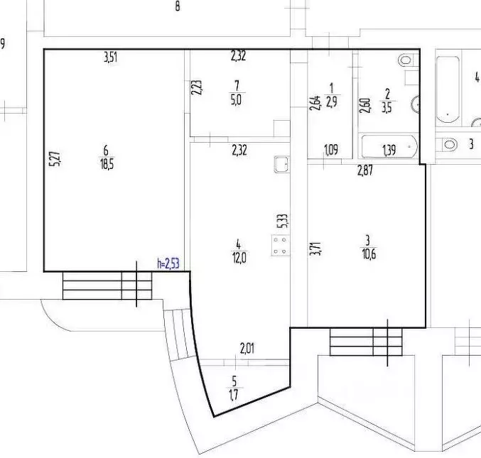 2-к кв. Пермский край, Пермь ул. Максима Горького, 64 (54.2 м) - Фото 2