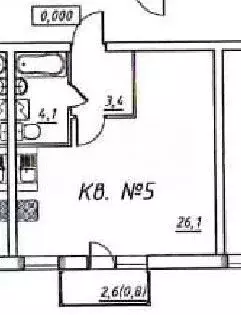 Студия Вологодская область, Вологда Новгородская ул., 58А (34.3 м) - Фото 2