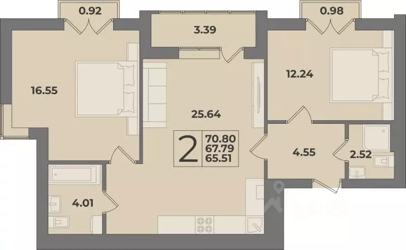 2-к кв. Калининградская область, Калининград Суздальская ул. (70.8 м) - Фото 1